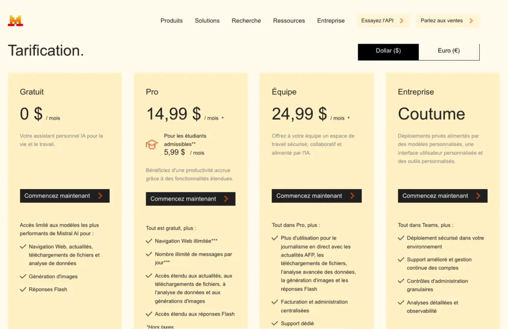 tarif mistral