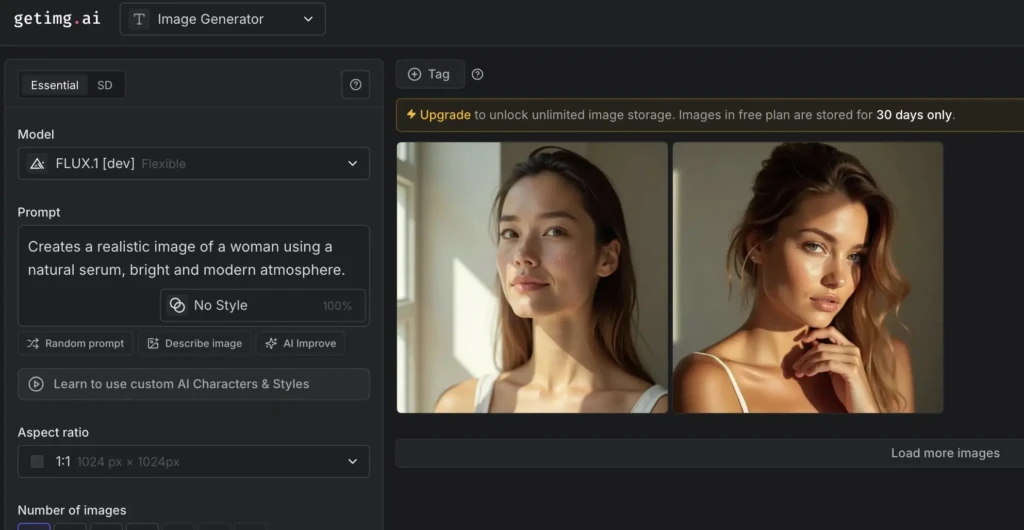 getimgai générer visuel marketing