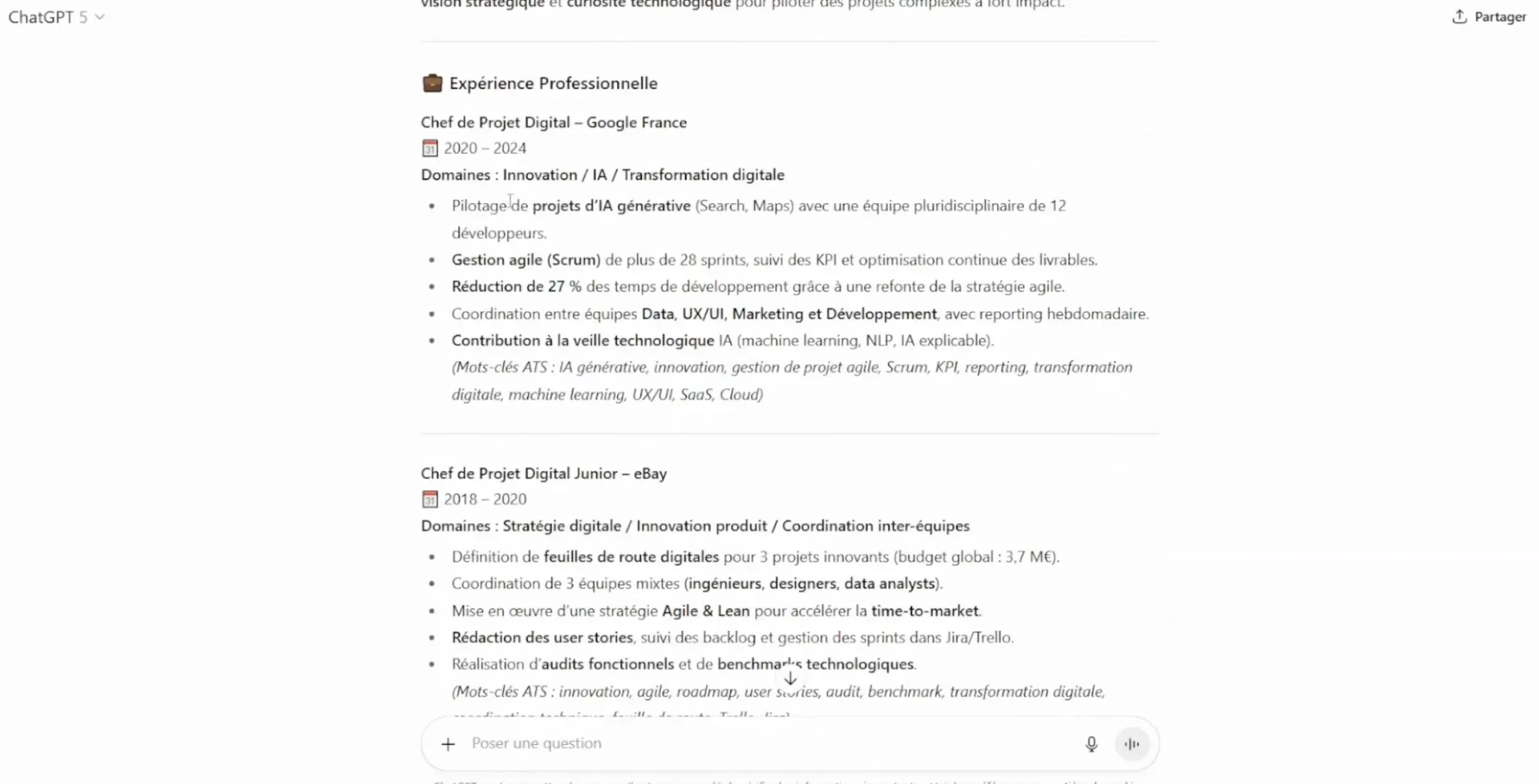 chatgpt cv offre d'emploi