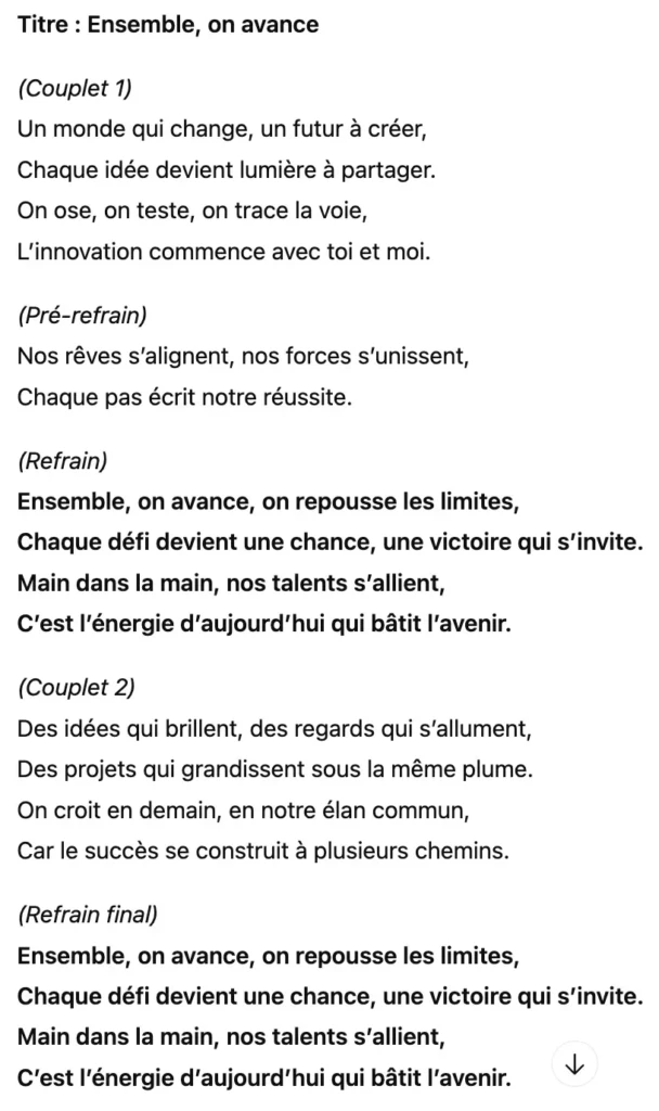 paroles chatgpt pour faire musique ia 