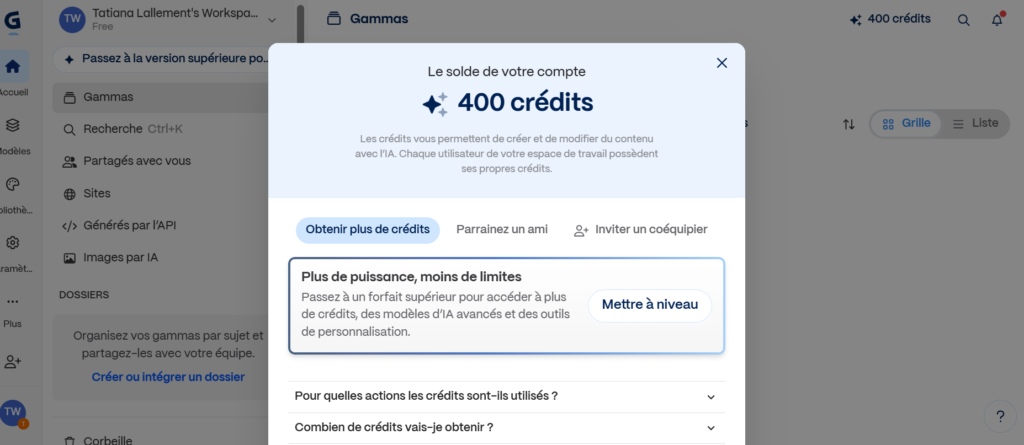 Solde compte crédit gamma ai