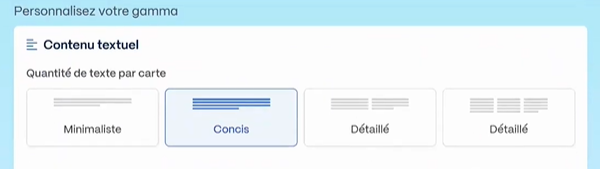 Surface personnaliser contenu textuel gamma ai